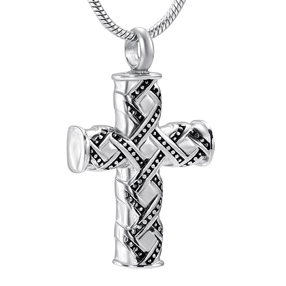 Cremation Necklace - Wrapped Cross Cremation Urn Necklace