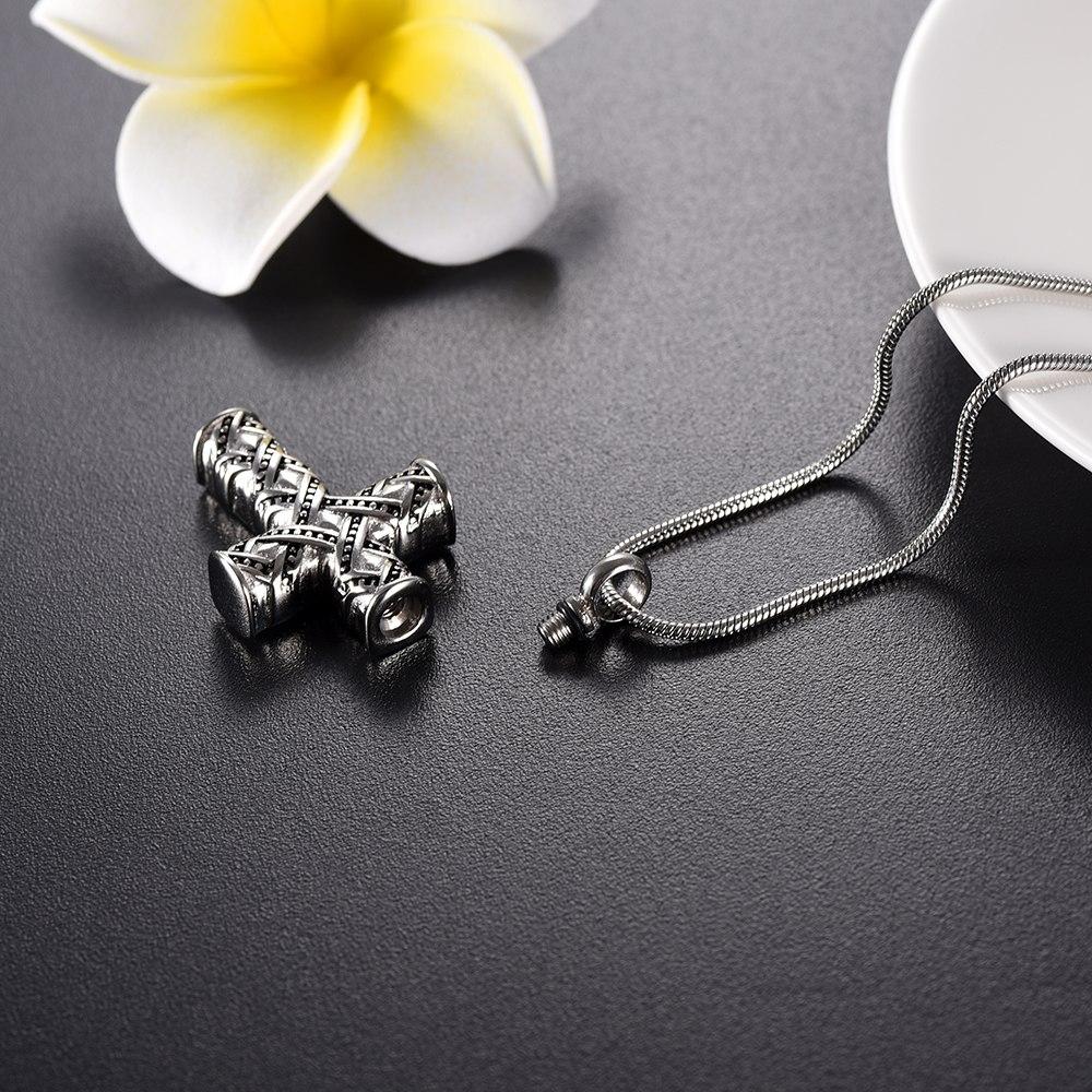 Cremation Necklace - Wrapped Cross Cremation Urn Necklace
