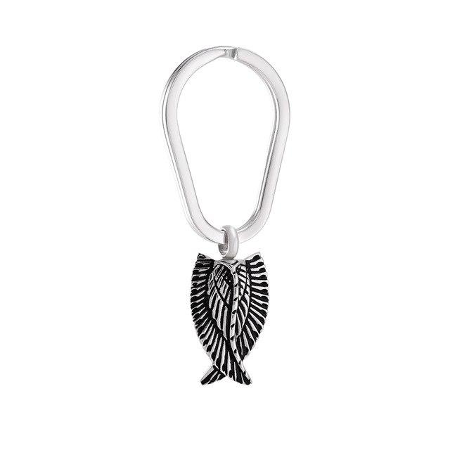 Keychain - Silver Angel Wings Cremation Urn Keychain