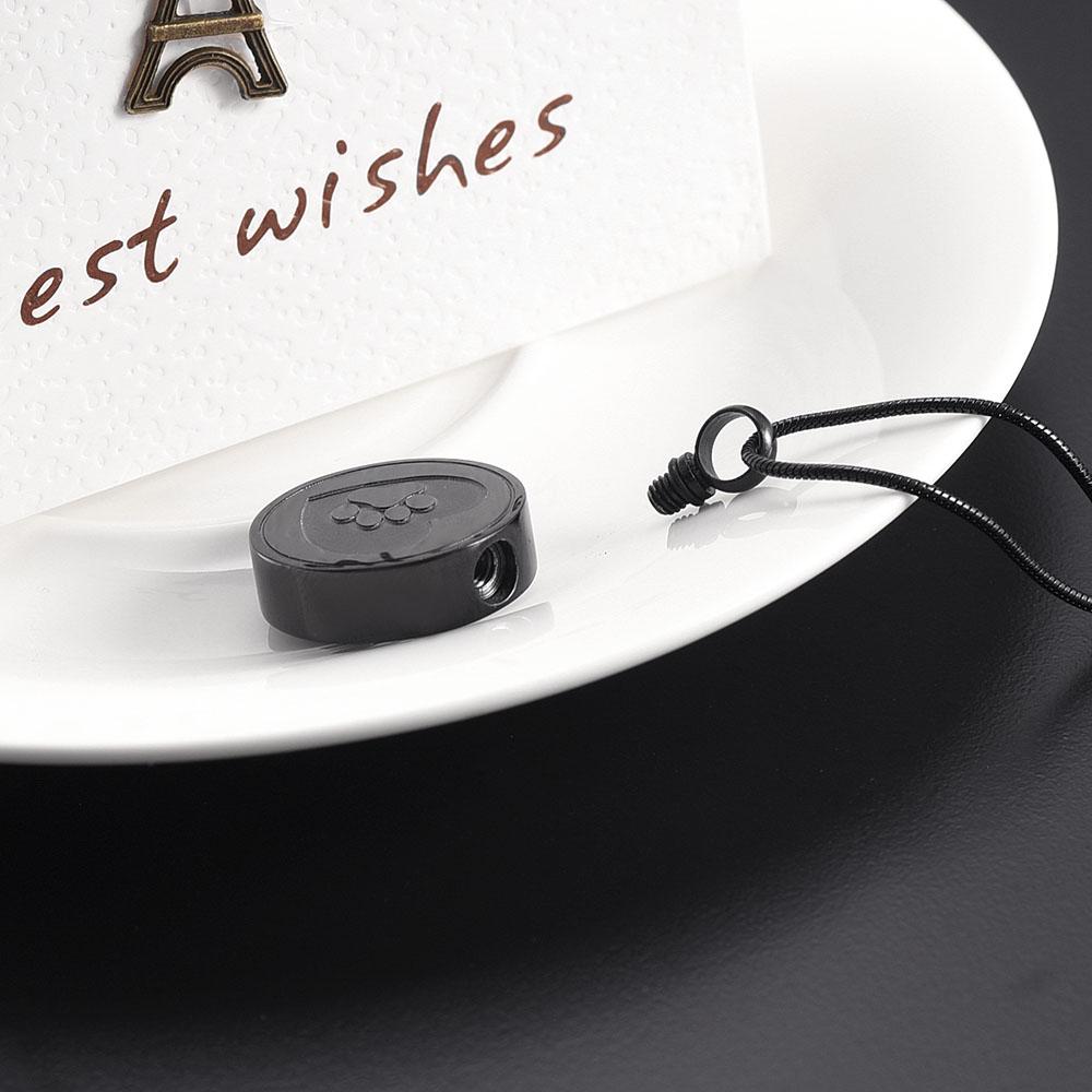 Paw Print Cremation Urn Necklace Etched With A Heart