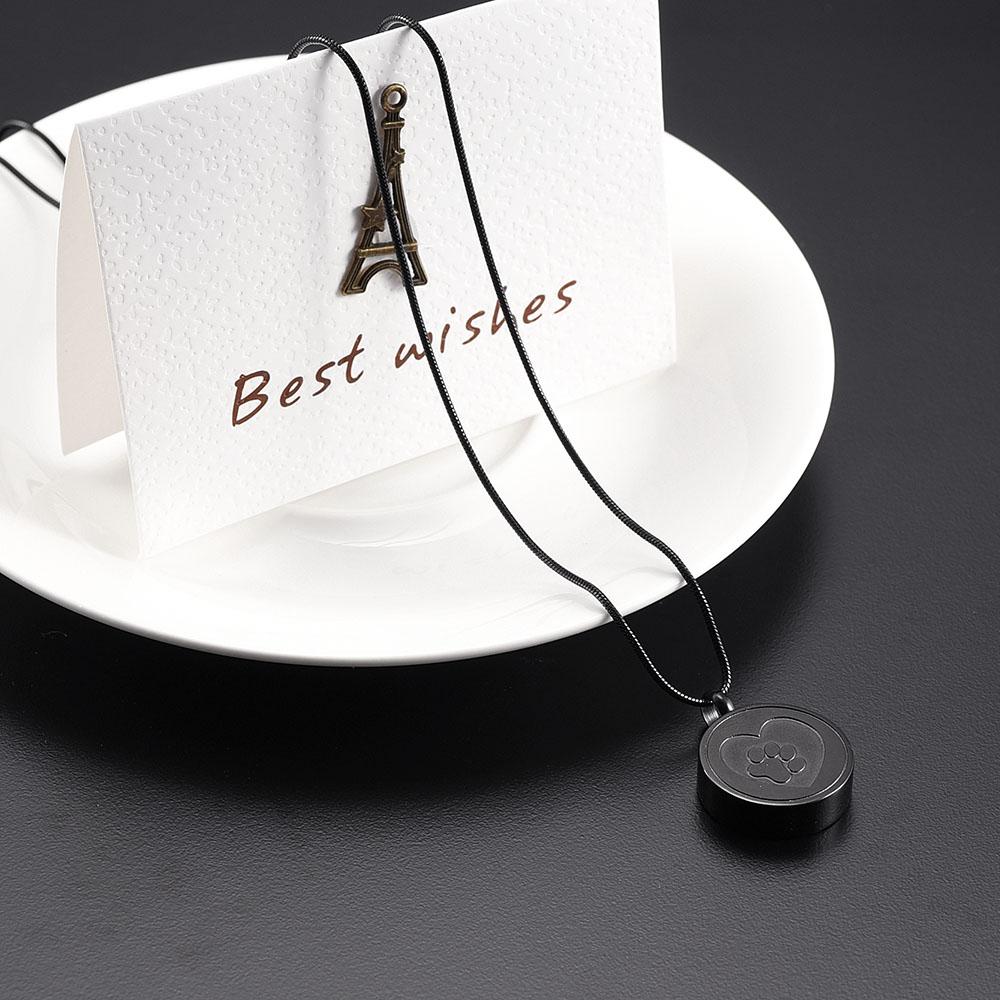 Paw Print Cremation Urn Necklace Etched With A Heart