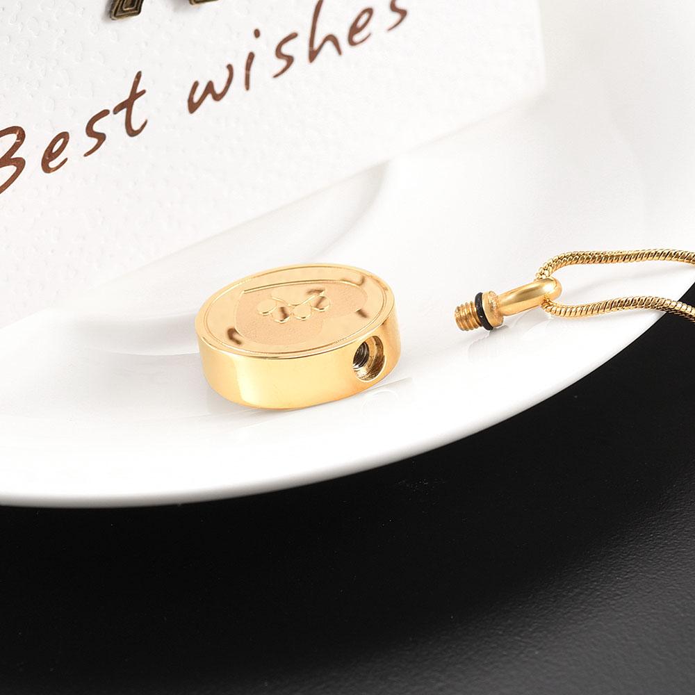 Paw Print Cremation Urn Necklace Etched With A Heart