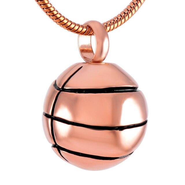 Basketball Cremation Urn Necklace Cremation Necklace Cherished Emblems Rose gold color necklace box funnel
