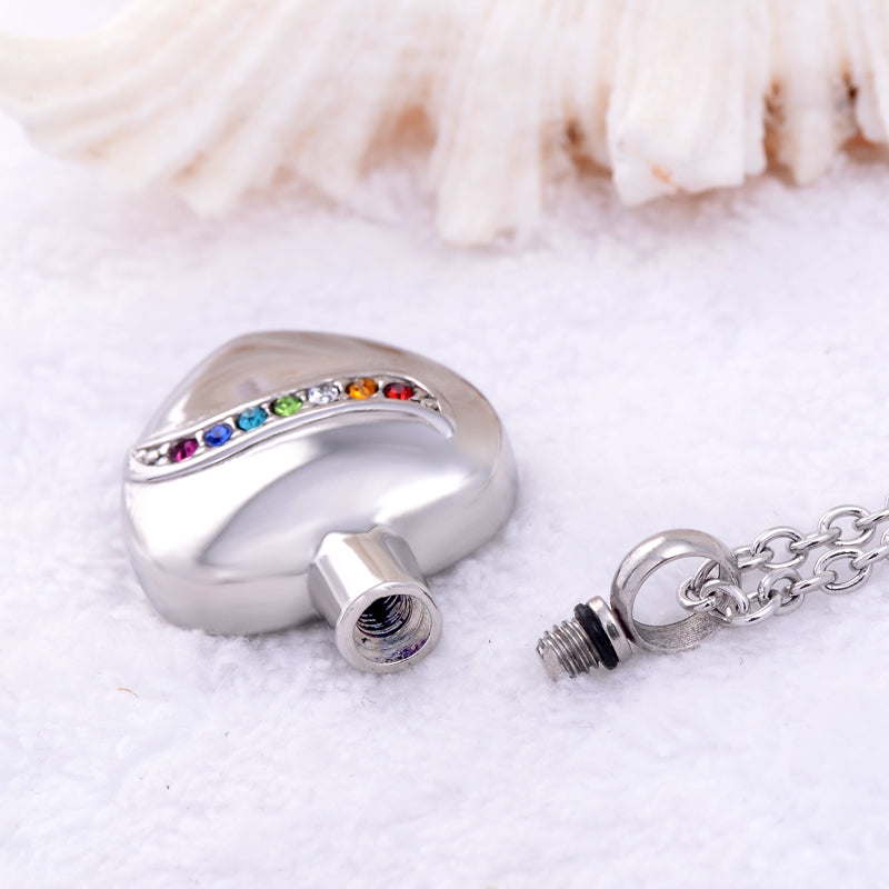 LGBTQ+ Rainbow Heart Cremation Urn Necklace Cremation Necklace Cherished Emblems