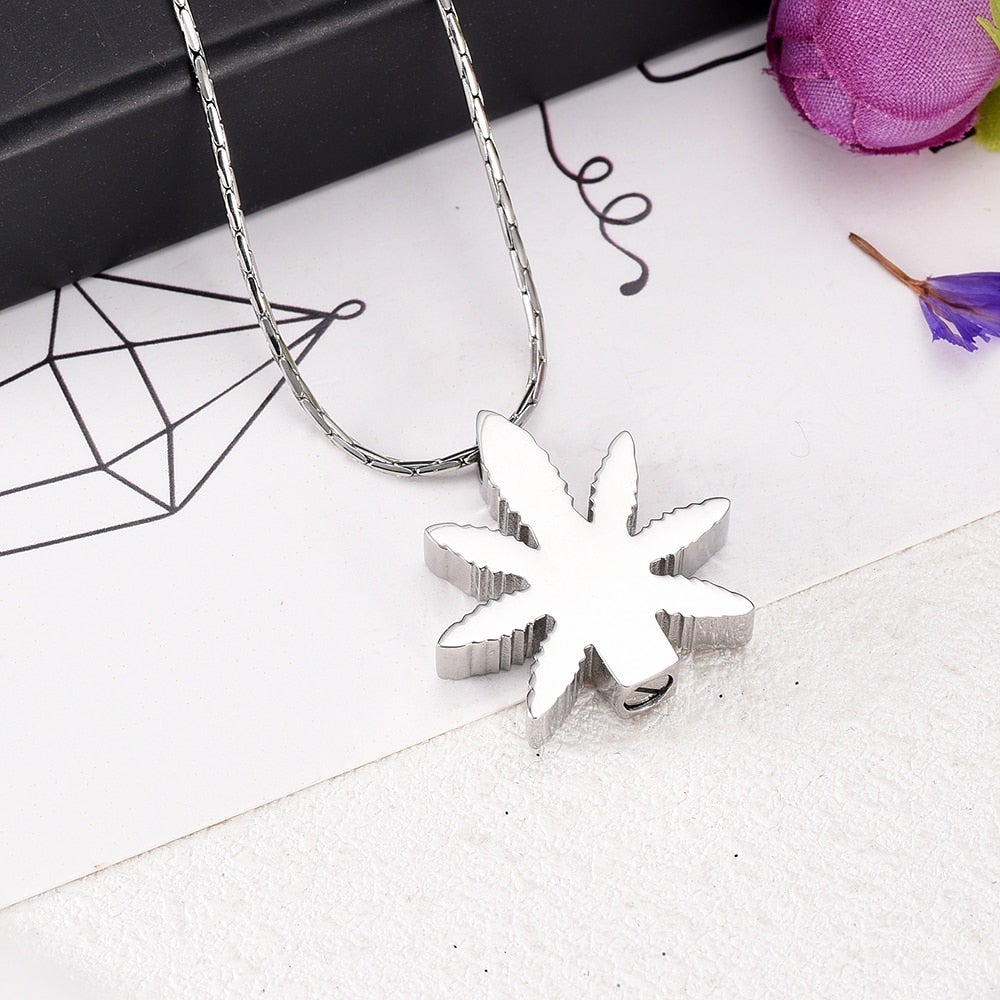 Pot Leaf Cremation Urn Necklace Cremation Necklace Cherished Emblems