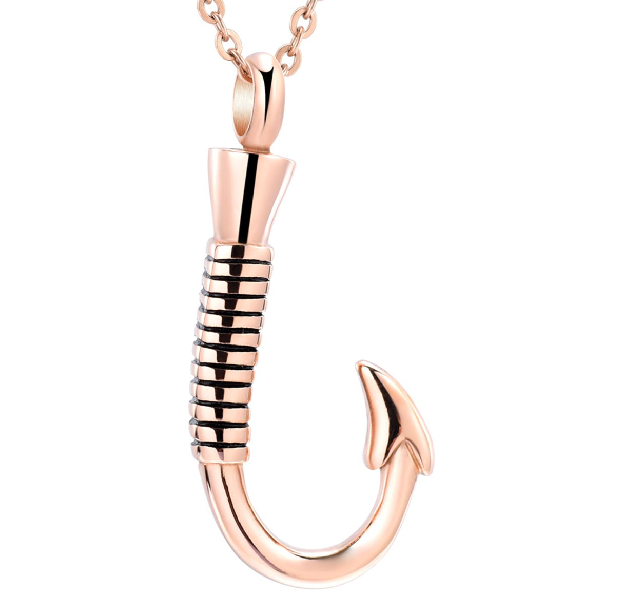 Fishing Hook Cremation Necklace Cremation Necklace Cherished Emblems Rose Gold