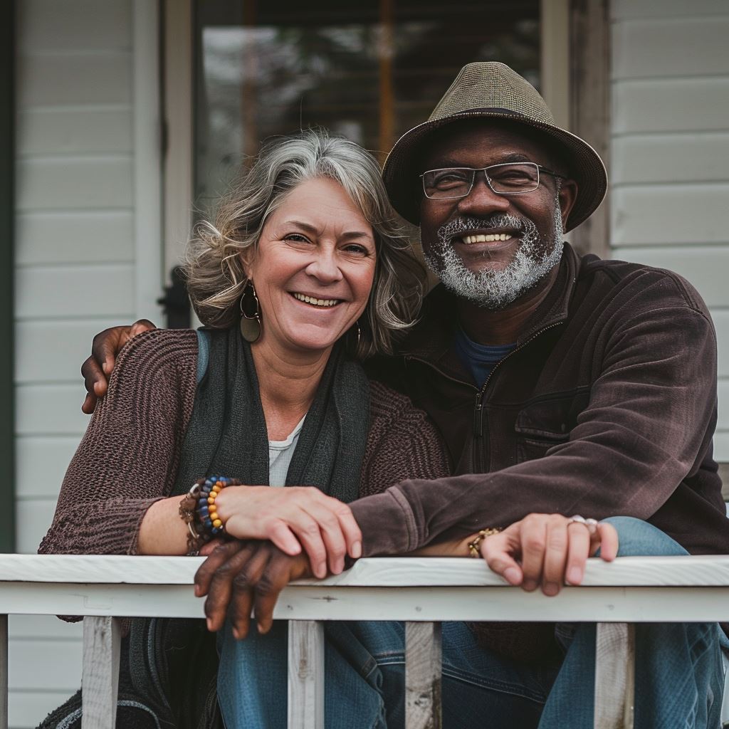 Image of Elaine and Tom outside on the deck of their home