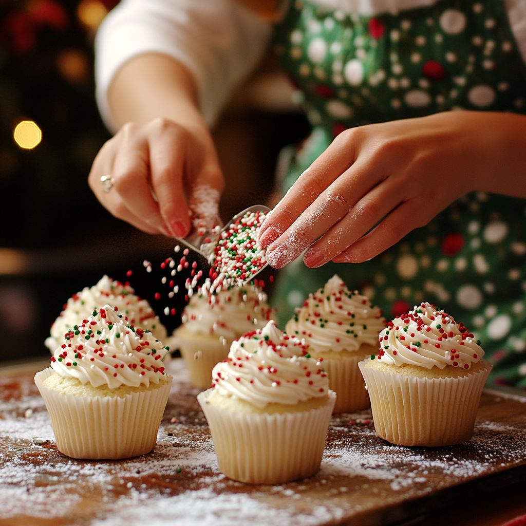 Sarah making cupcakes in remembrance of her mom for the holidays