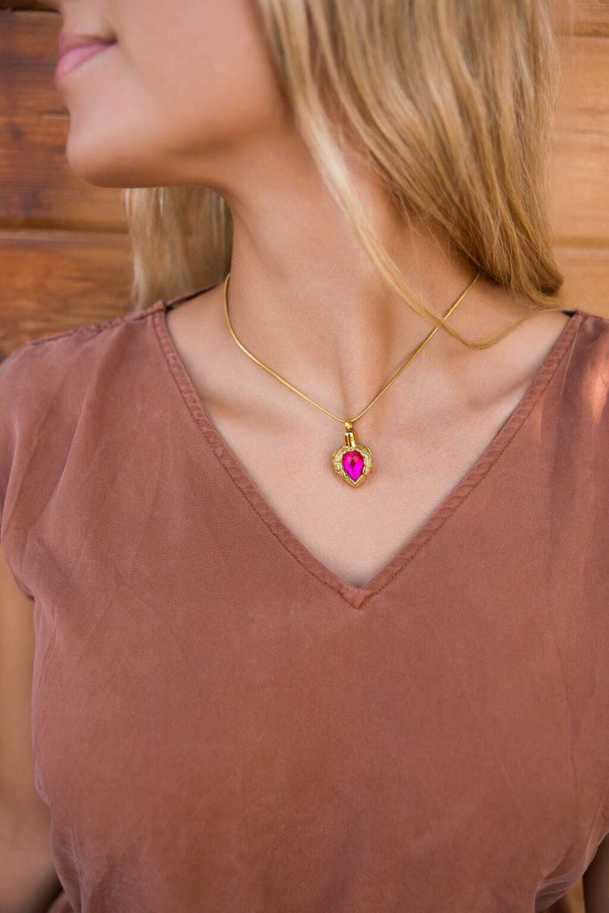 Golden Angel Wings Heart Cremation Urn Necklace With Gemstone Cremation Necklace Cherished Emblems 