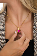 Golden Angel Wings Heart Cremation Urn Necklace With Gemstone Cremation Necklace Cherished Emblems 