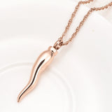 Side Profile Rose Gold Italian Horn Cornicello Urn Necklace