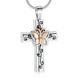 Butterfly Flower Cross Cremation Urn Necklace Cherished Emblems Rose 