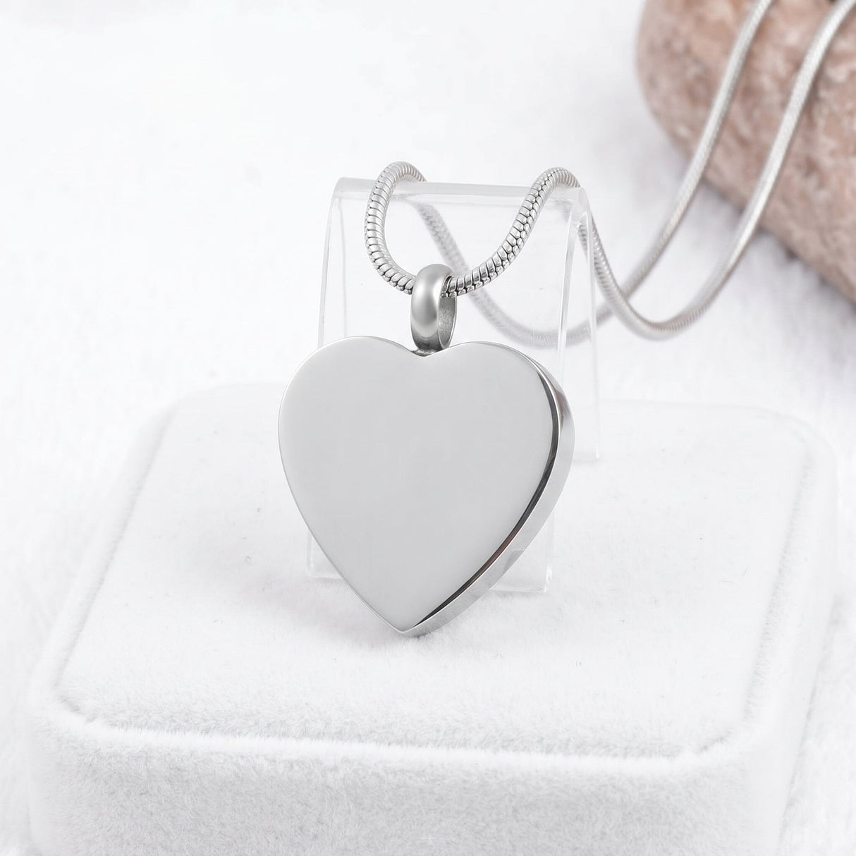 "Always by My Side" Engraved Silver Heart Cremation Urn Necklace Cremation Necklace Cherished Emblems 