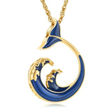 Mermaid Wave Urn Necklace for Ashes Cremation Jewelry Stainless Steel Ashes Pendant Keepsake Memorial Urn Jewelry for Men Women Cherished Emblems gold 