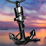Anchor Cremation Urn Necklace Cherished Emblems Black 