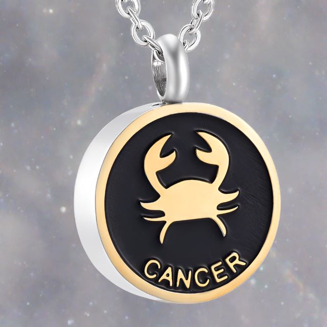 Astrology Sign Cremation Urn Necklace Cherished Emblems Cancer Black 
