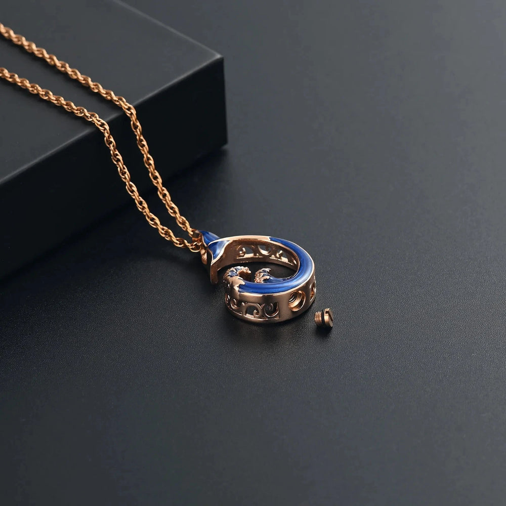Mermaid Wave Urn Necklace for Ashes Cremation Jewelry Stainless Steel Ashes Pendant Keepsake Memorial Urn Jewelry for Men Women Cherished Emblems 