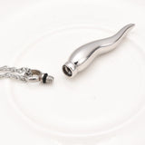 Open Silver Italian Horn Cornicello Urn Necklace