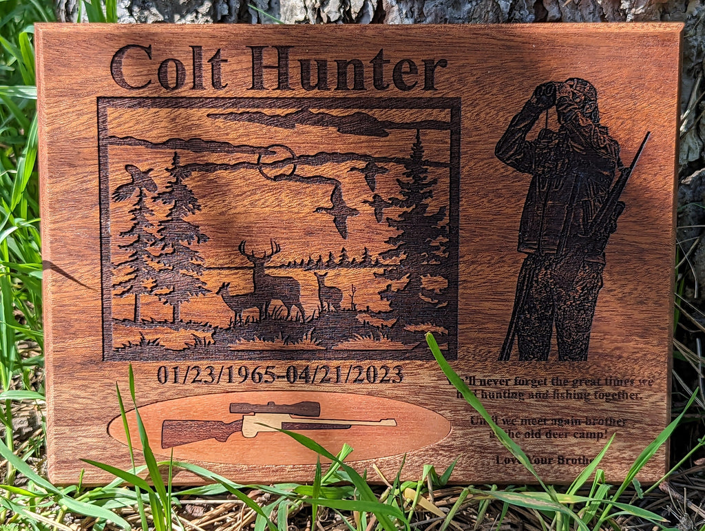 Custom Laser Engraved Memorial Plaque With Insert For Ashes Cherished Emblems Choose Your Wood Type 