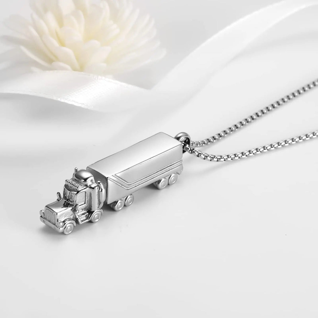 18 Wheeler Semi Truck Urn Necklace Cremation Necklace Cherished Emblems 
