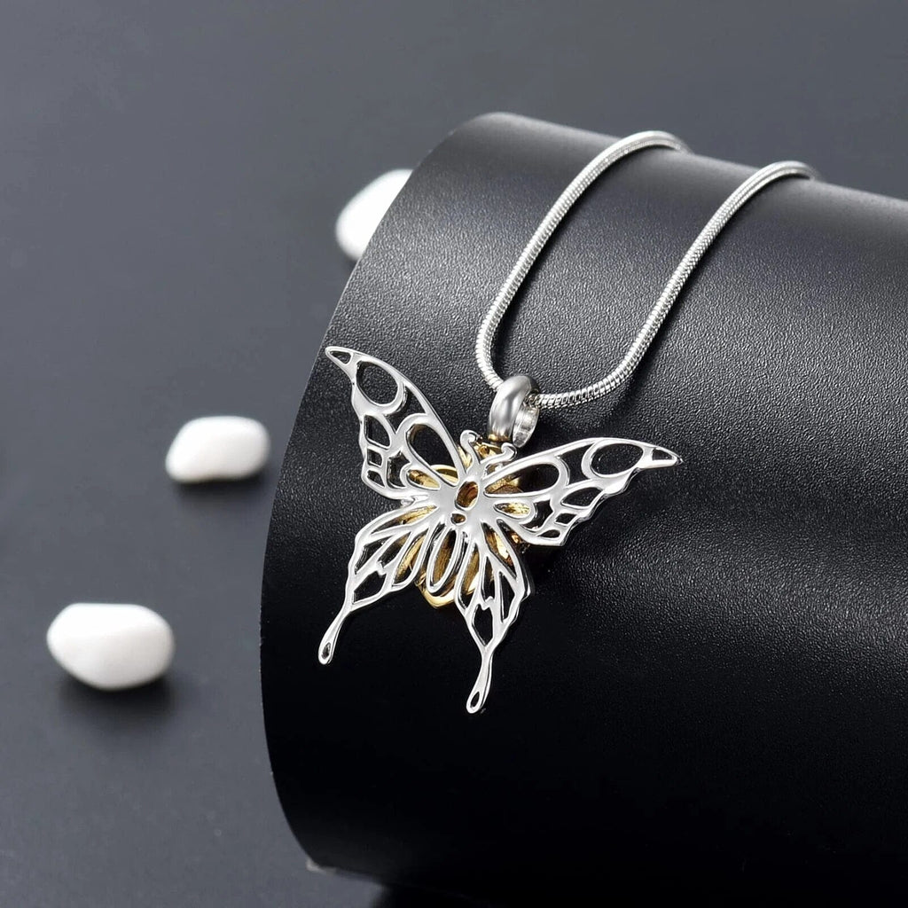 Butterfly Cremation Necklace With Heart Cherished Emblems 