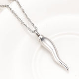 Side Profile Silver Italian Horn Cornicello Urn Necklace