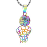 Basketball & Net Cremation Urn Necklace Cremation Necklace Cherished Emblems Rainbow 