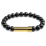 Black Agate natural stone cremation bracelet with gold ash chamber