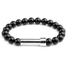 Black Agate natural stone cremation bracelet with silver ash chamber