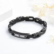 Black chain link cremation bracelet with secure ash chamber