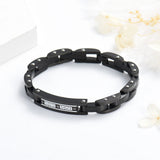 Black chain link cremation bracelet with secure ash chamber