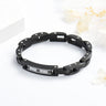 Black chain link cremation bracelet with secure ash chamber