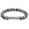 Black Flashstone natural stone cremation bracelet with silver ash chamber