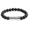 Black Lava natural stone cremation bracelet with silver ash chamber