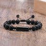Black lava stone cremation bracelet for ashes with black lava beads