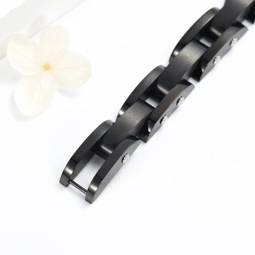 Black Chain Link Cremation Urn Bracelet Bracelet Cherished Emblems 
