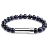 Blue Sandstone natural stone cremation bracelet with silver ash chamber