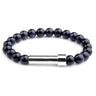 Blue Sandstone natural stone cremation bracelet with silver ash chamber