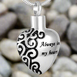 "Always In My Heart" Silver Heart Cremation Necklace Cremation Necklace Cherished Emblems 