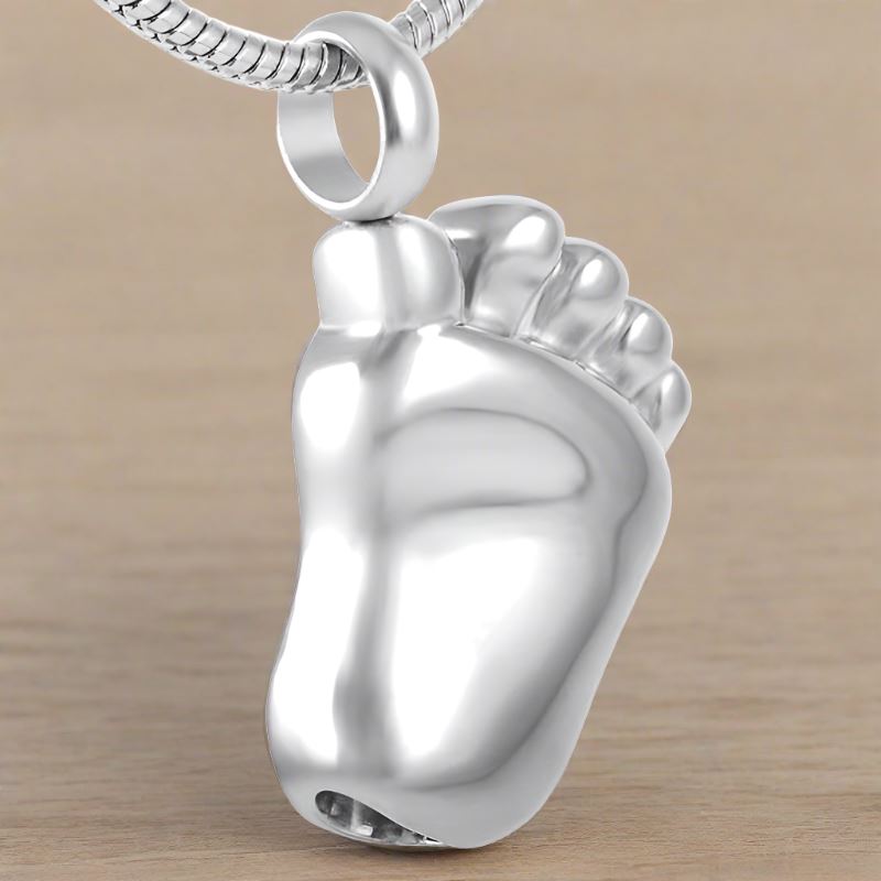 Baby Foot Cremation Urn Necklace Cremation Necklace Cherished Emblems Silver 