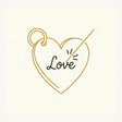 Heart pendant with Love engraved in script and a laser beam marking the engraving