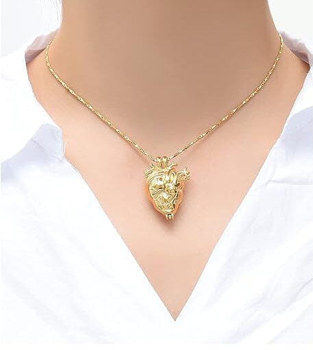 Silver Anatomical Heart Cremation Urn Necklace Cremation Necklace Cherished Emblems 