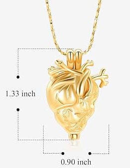 Silver Anatomical Heart Cremation Urn Necklace Cremation Necklace Cherished Emblems 