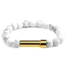 Howlite natural stone cremation bracelet with gold ash chamber