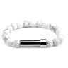 Howlite natural stone cremation bracelet with silver ash chamber