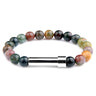 India Agate natural stone cremation bracelet with silver ash chamber