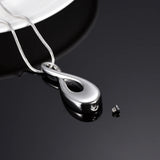 Silver Infinity Teardrop Shaped Cremation Urn Necklace Cremation Necklace Cherished Emblems 
