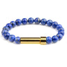 Lapis Lazuli natural stone cremation bracelet with gold ash chamber