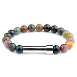 Natural stone cremation bracelet with hidden chamber for ashes by Cherished Emblems
