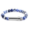 New Orchid Grain natural stone cremation bracelet with silver ash chamber